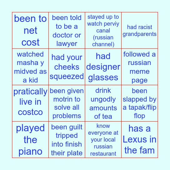 Russians ONLY pt.2 (by o.milm) Bingo Card