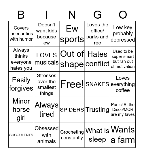 Maddie’s Life Bingo Card