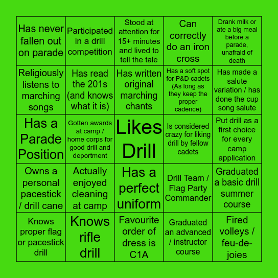 DRILL KID BINGO Card