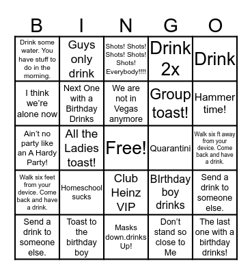 Virtual  Birthday Bingo Card