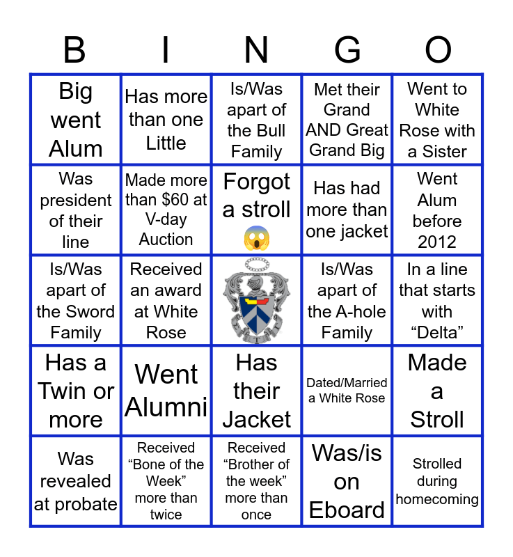 Sig Tau: Gamma Beta Bingo Card