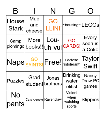 Lizzie Jones Bingo Card