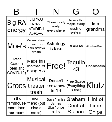 Cass Bingo Card