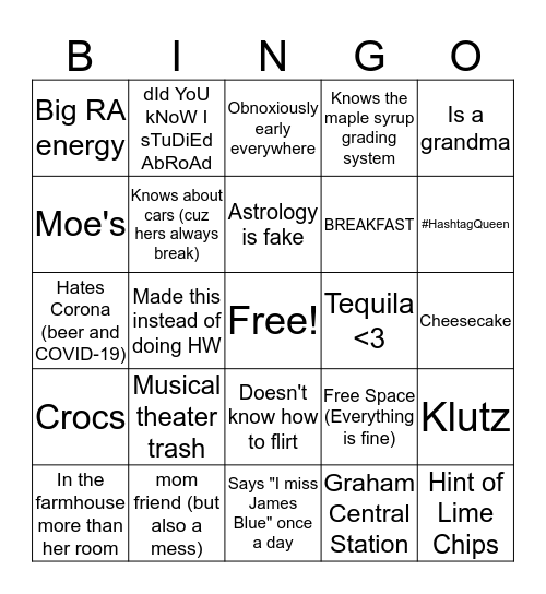 Cass Bingo Card