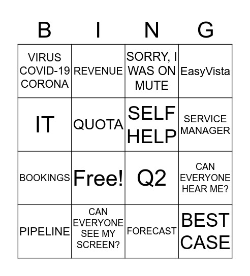 EasyVista QBR Bingo Card