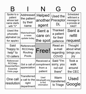 CEC Bingo! Bingo Card