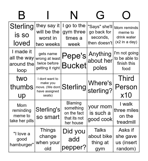 Memiere Bingo Card