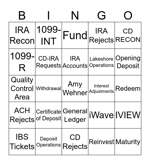 EVERGREEN Bingo Card