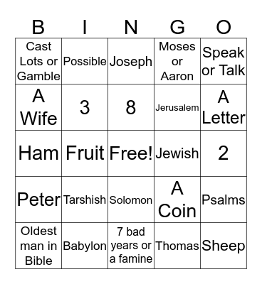 BIBLE 101 Bingo Card