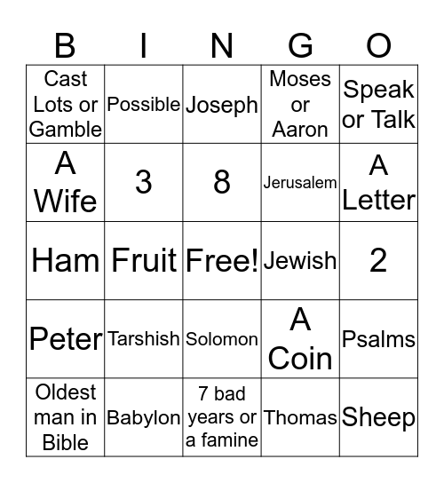 BIBLE 101 Bingo Card