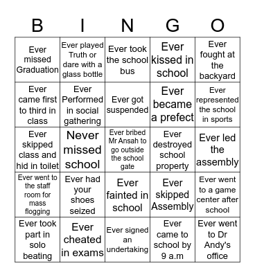 FIS Port Harcourt bingo checklist Bingo Card
