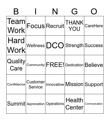 CareHere Bingo Card