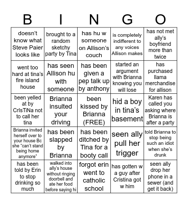 CINCO Bingo Card