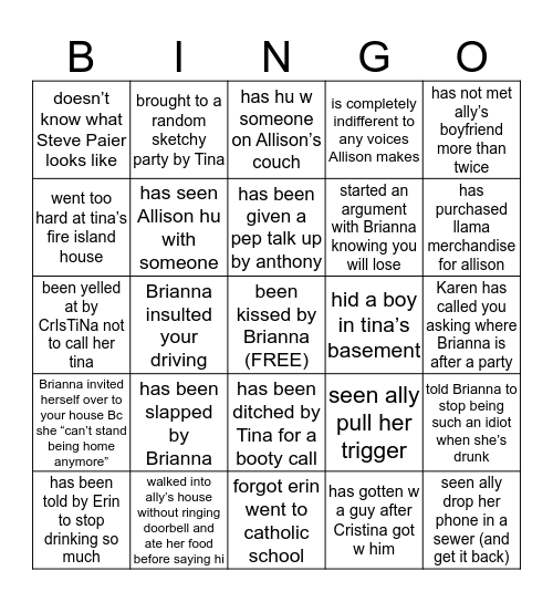 CINCO Bingo Card