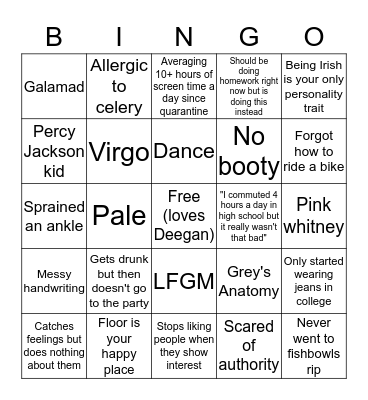 Katie Bingo Card