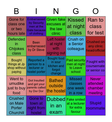 Absu umuahia campus Bingo Card
