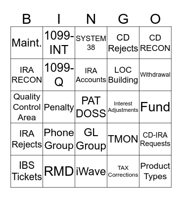 EVERGREEN Bingo Card