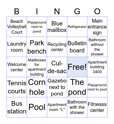 Walden Pond BINGO Card