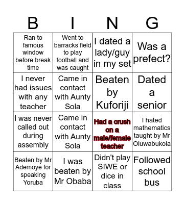 CENFEX HIGH BINGO Card