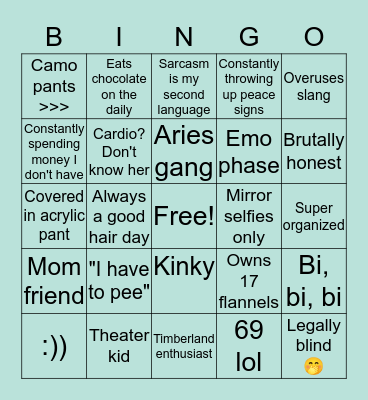 AMANDA Bingo Card