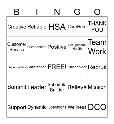 CareHere Bingo Card