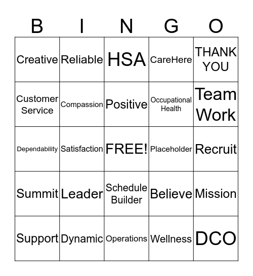 CareHere Bingo Card