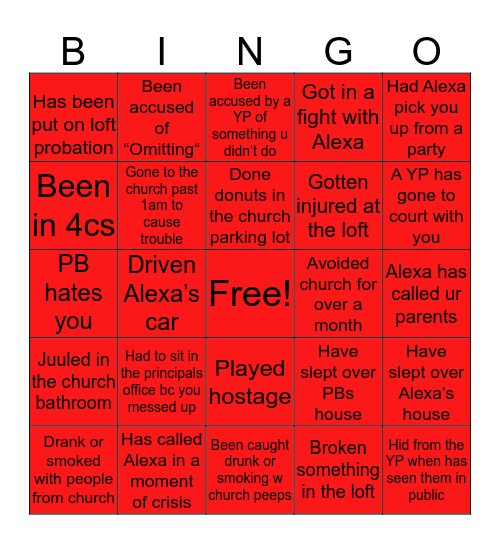 Loft bingo (not clean) Bingo Card