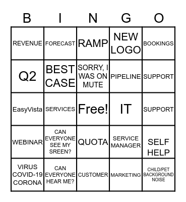 EasyVista QBR 2020 Bingo Card