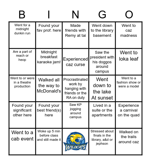 Cazenovia Bingo Card