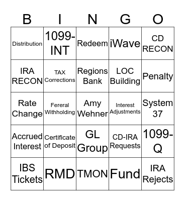 EVERGREEN Bingo Card
