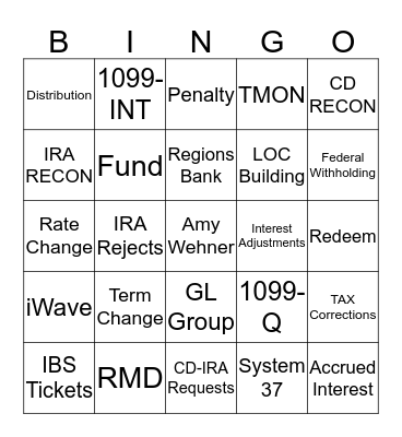 EVERGREEN Bingo Card
