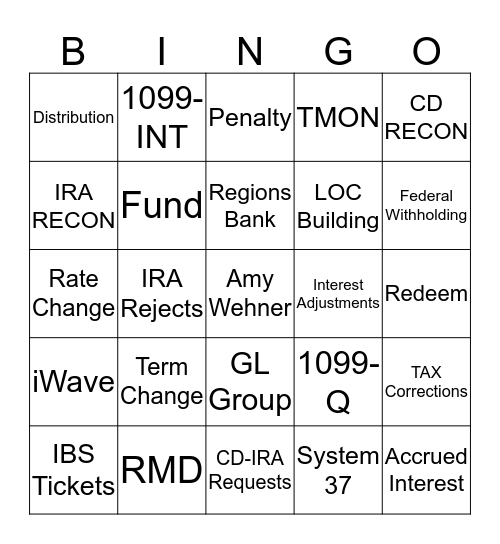 EVERGREEN Bingo Card