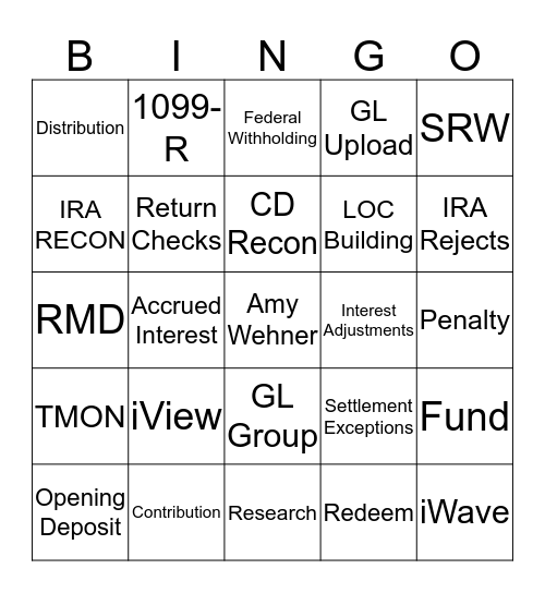 EVERGREEN Bingo Card
