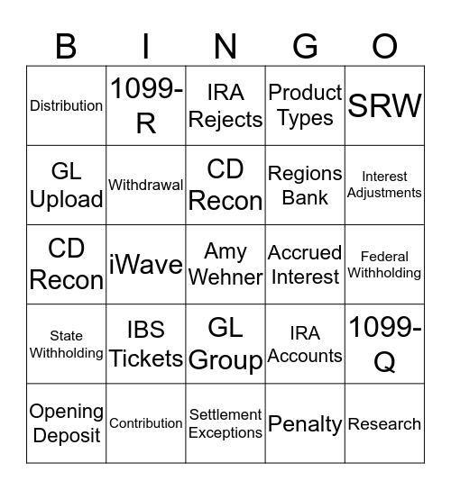 EVERGREEN Bingo Card