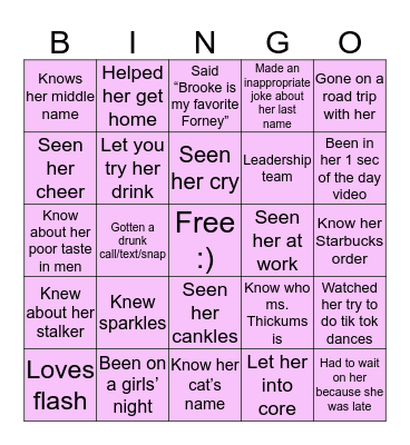 Jessica’s bingo 🤩 Bingo Card