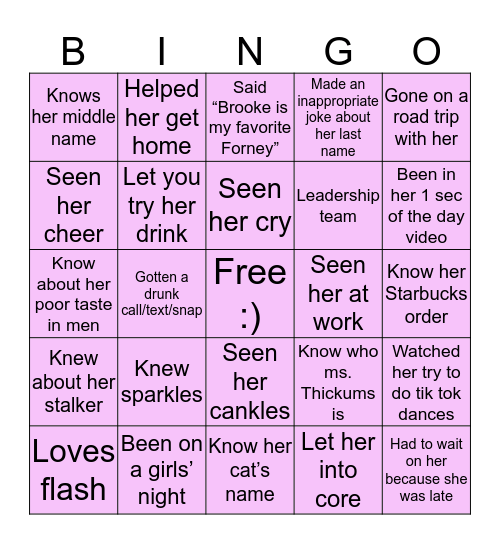 Jessica’s bingo 🤩 Bingo Card