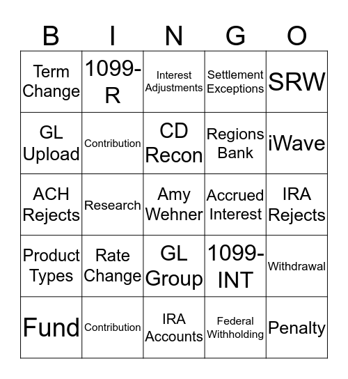 EVERGREEN Bingo Card