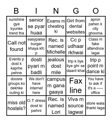 Chandkianz Bingo Card
