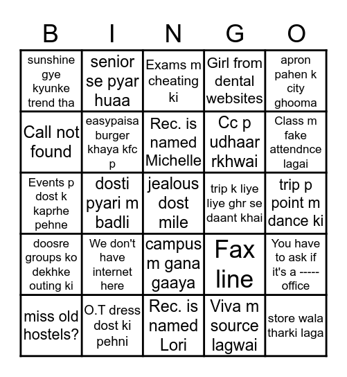 Chandkianz Bingo Card