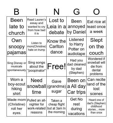 You know you are a “Yen” if you Bingo Card