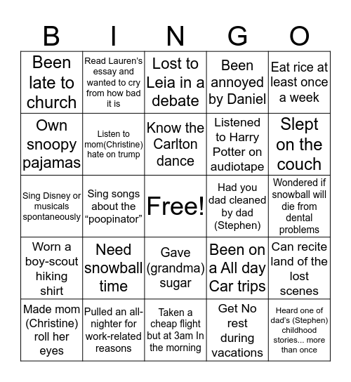 You know you are a “Yen” if you Bingo Card