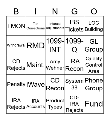 EVERGREEN Bingo Card