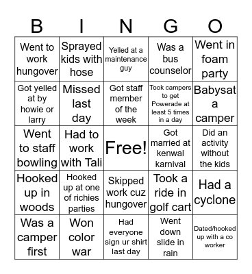 Kenwal Bingo Card