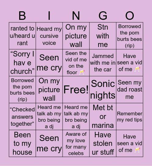 Bri’s Bingo Card