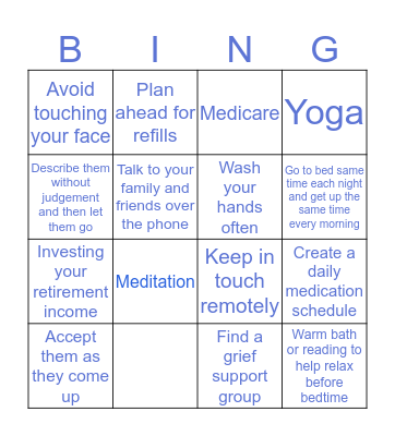 Mental Wellness Bingo Card