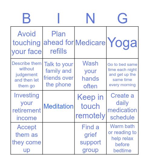 Mental Wellness Bingo Card