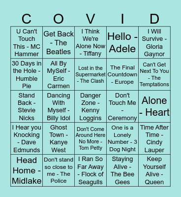 COVID-19 PLAYLIST BINGO Card
