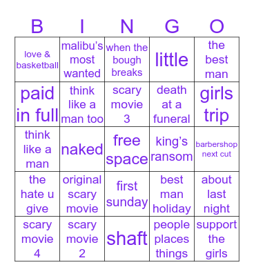 regina hall bingo (films seen) Bingo Card