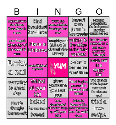 Young Urban Moms Bingo Card