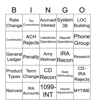 EVERGREEN Bingo Card